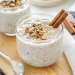 cinnamon overnight oats with yogurt in a mason jar