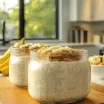 Cottage Cheese Banana Bread Overnight Oats in a jar