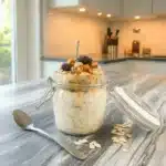 served probiotic overnight oats with fruit