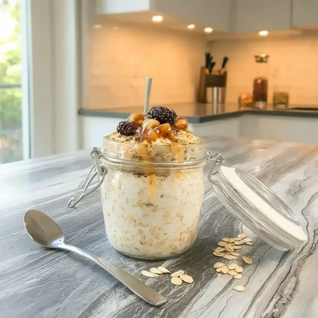 Gut Health Overnight Oats with Probiotics -serving served probiotic overnight oats with fruit