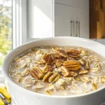 Maple and brown sugar overnight oats in glass jar