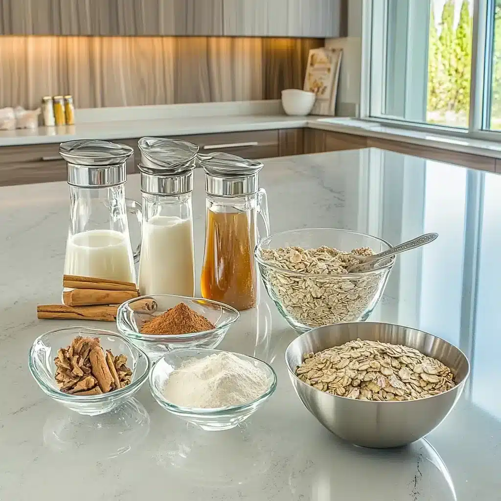 Ingredients for maple and brown sugar overnight oats