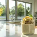 Overnight oatmeal with kefir in a jar with bananas and walnuts