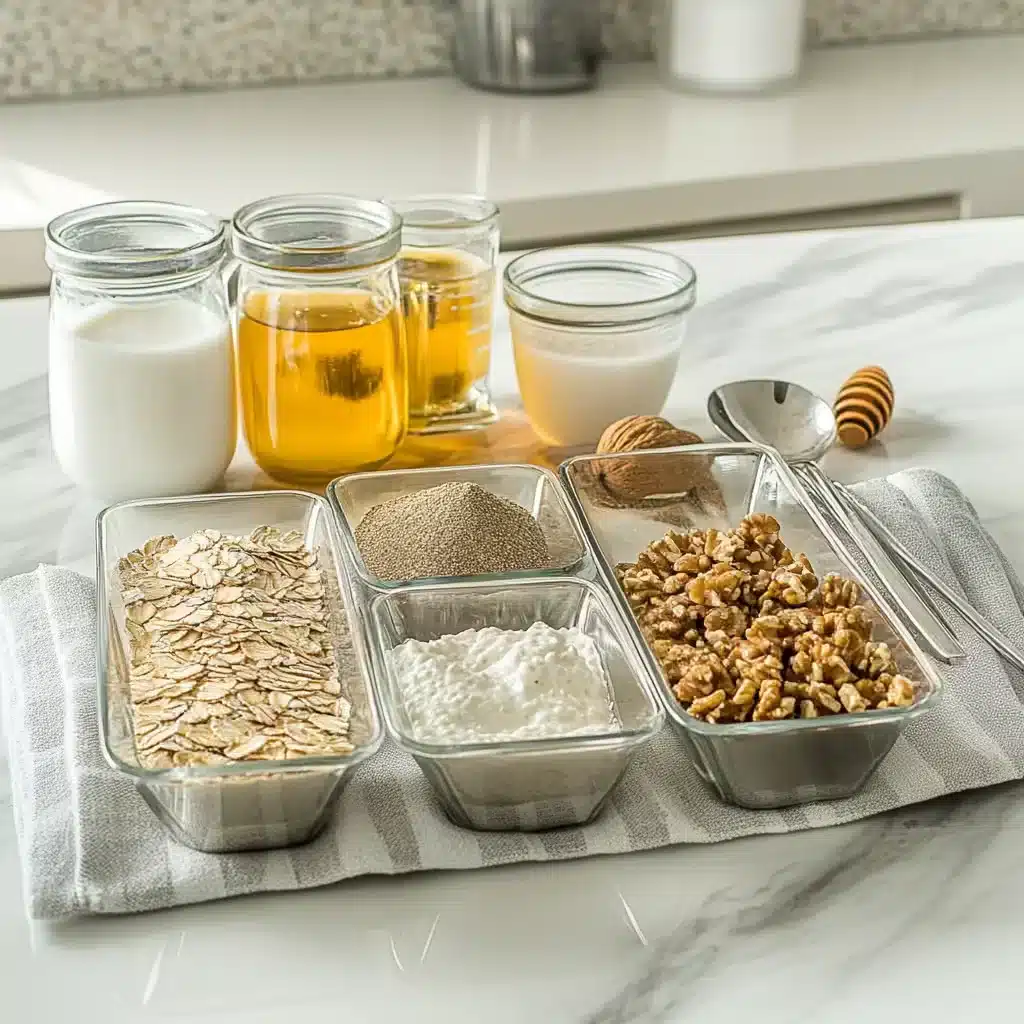 Ingredients for overnight oatmeal with kefir
