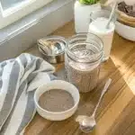 Overnight oats with chocolate protein powder and chia seeds