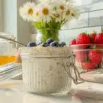 whipped cottage cheese overnight oats with berries