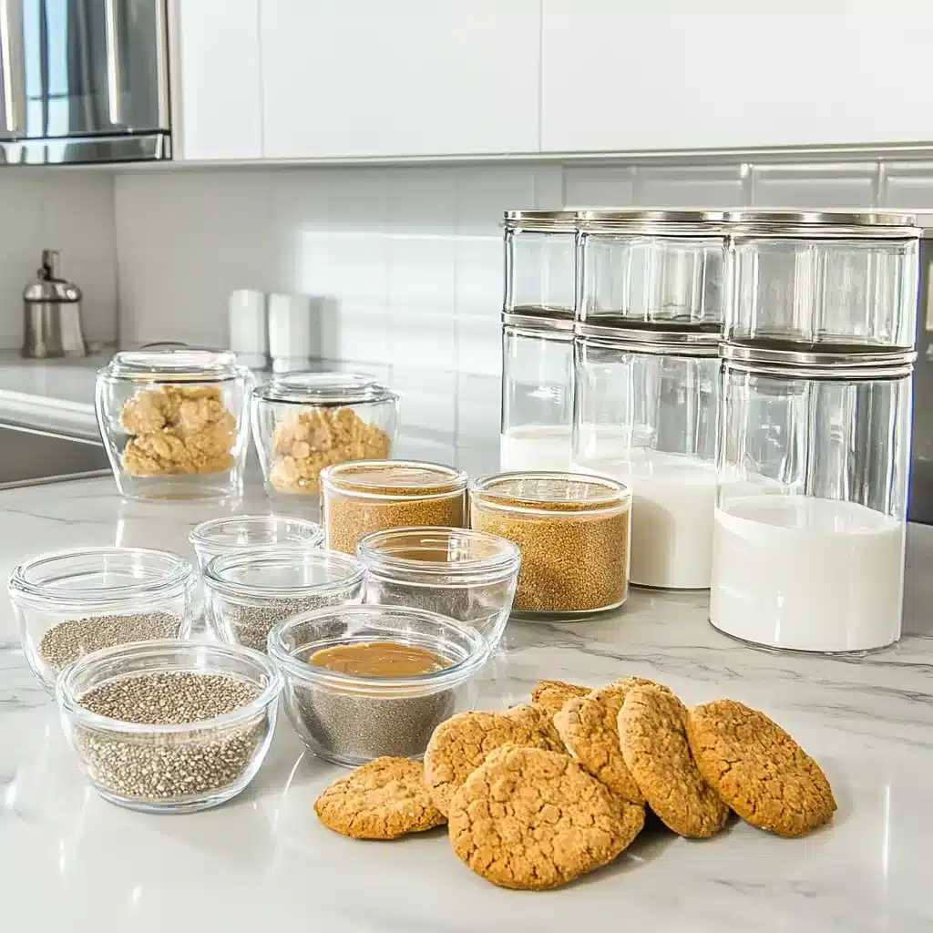 Ingredients for making biscoff oats on counter