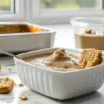 biscoff protein oats in a jar with cookie topping