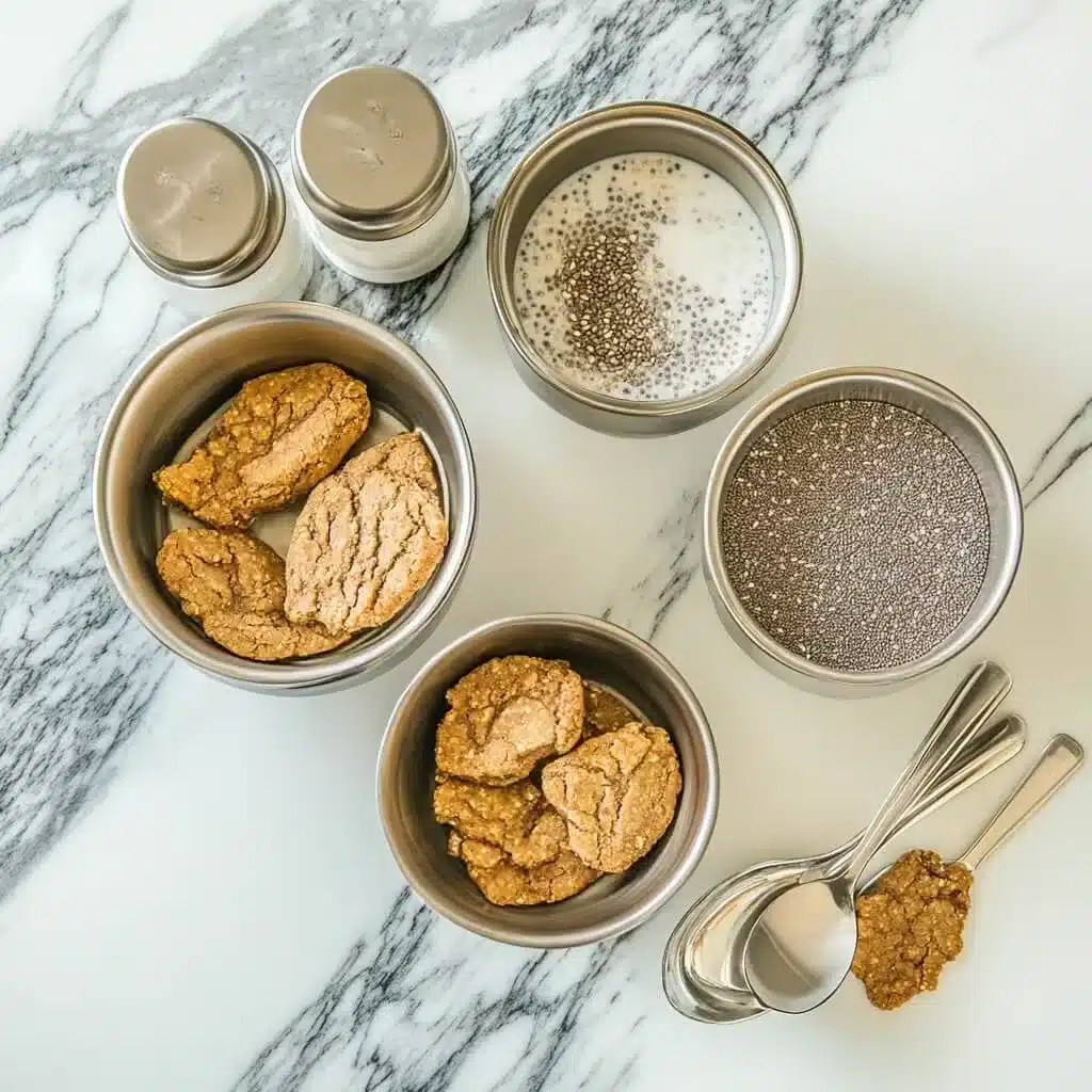biscoff protein oats ingredients flat lay