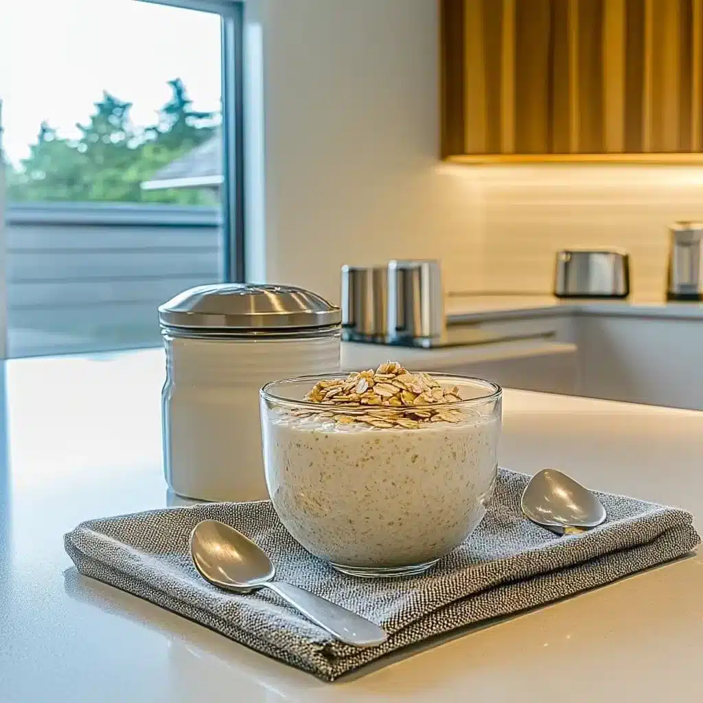 Served blended cottage cheese overnight oats