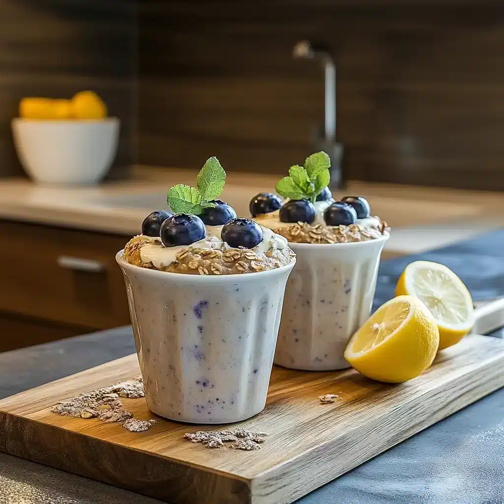 served blueberry lemon muffin oats topped with blueberries
