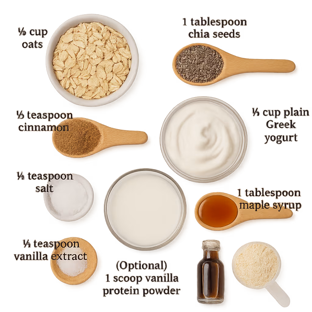 Ingredients for cinnamon roll overnight oats