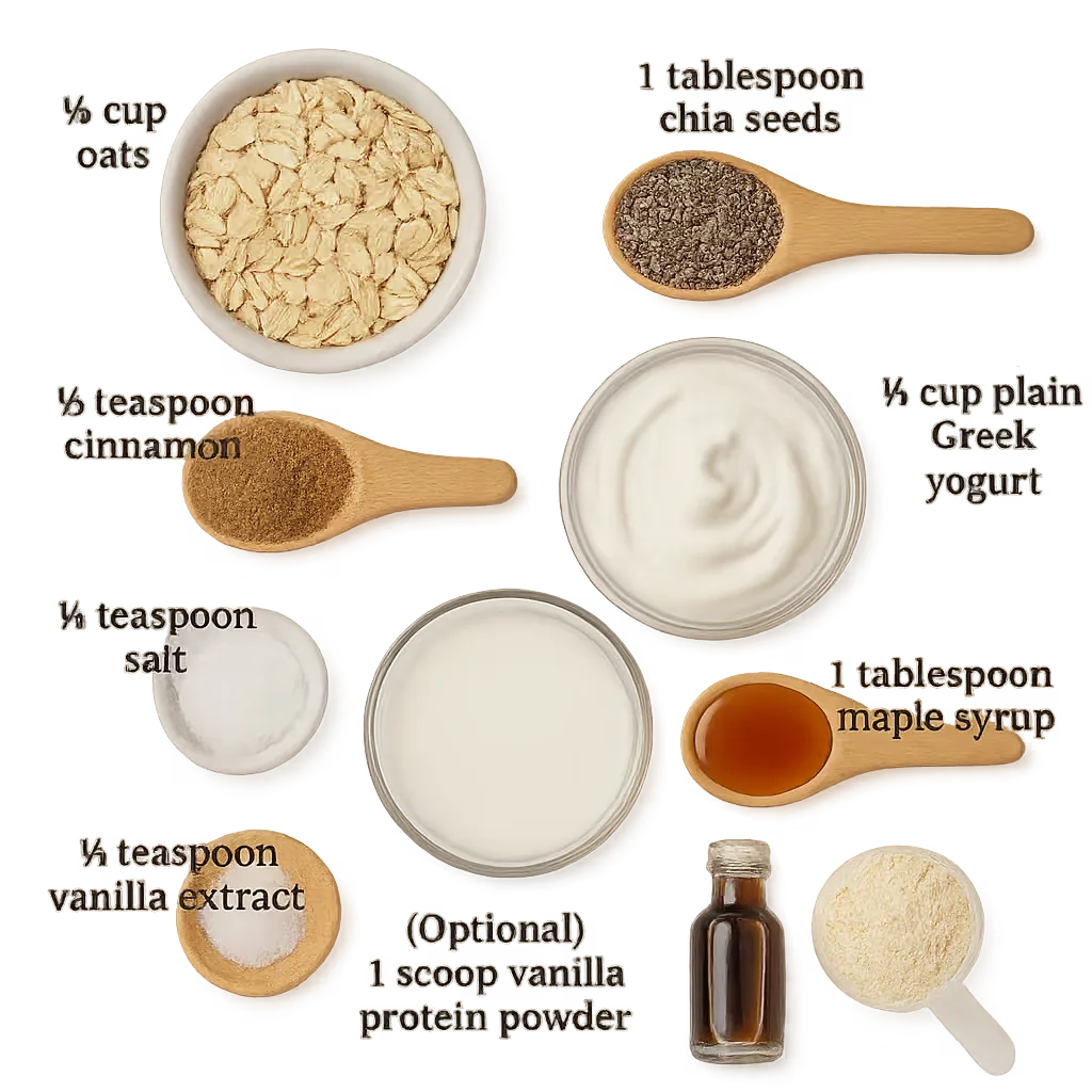 Ingredients for cinnamon roll overnight oats