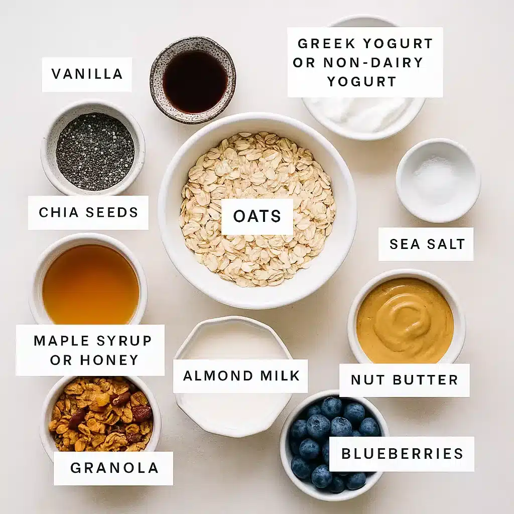 Ingredients for high protein blended overnight oats