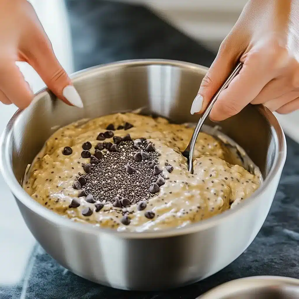 mixing high protein cookie dough overnight oats