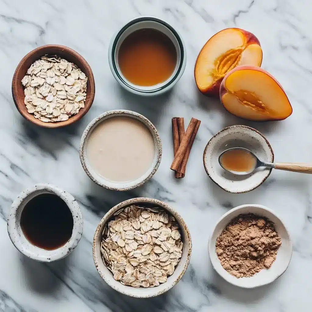 Ingredients for peach cobbler overnight oats