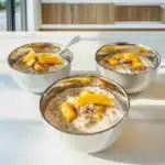 served peach pie overnight oats