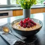 sour cherry oats served with granola and chocolate