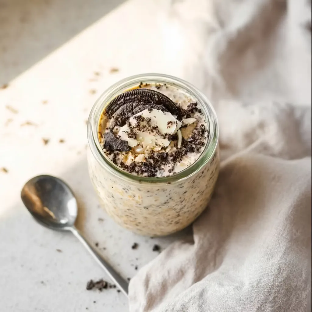 serving cookies and cream overnight oats