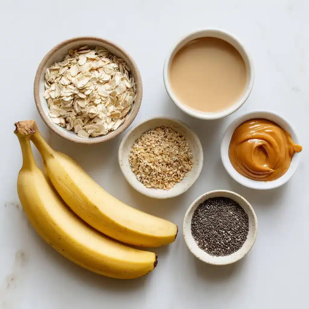 ingredients for elvis overnight oats laid out flat