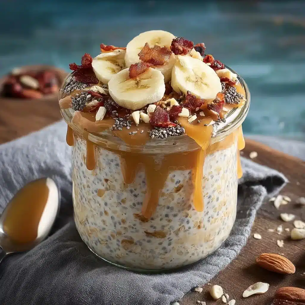 elvis overnight oats served with coffee and banana