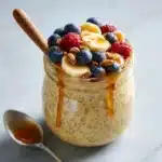 Served Golden Milk Overnight Oats with banana and honey