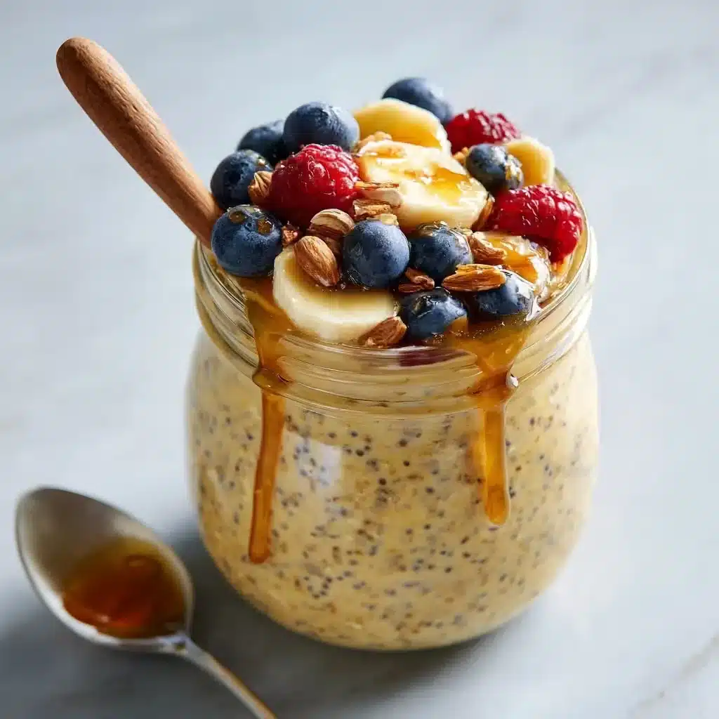 Served Golden Milk Overnight Oats with banana and honey