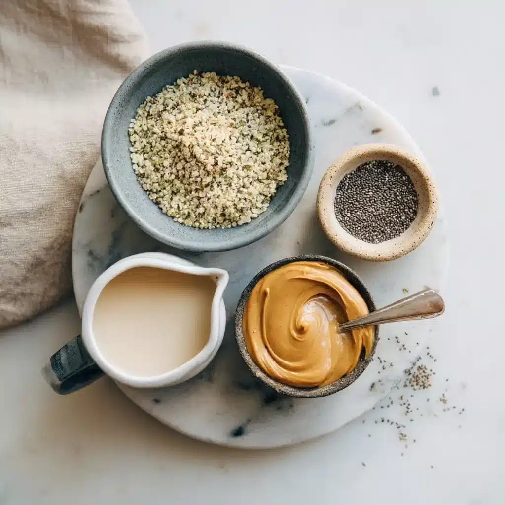 Ingredients for keto overnight no-oats with hemp hearts