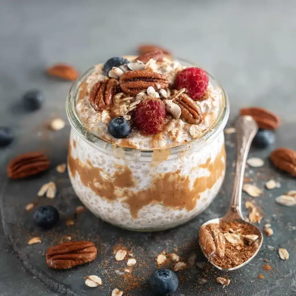 Serving keto overnight no-oats with hemp hearts