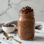 Chocolate blended oats with chocolate shell topping