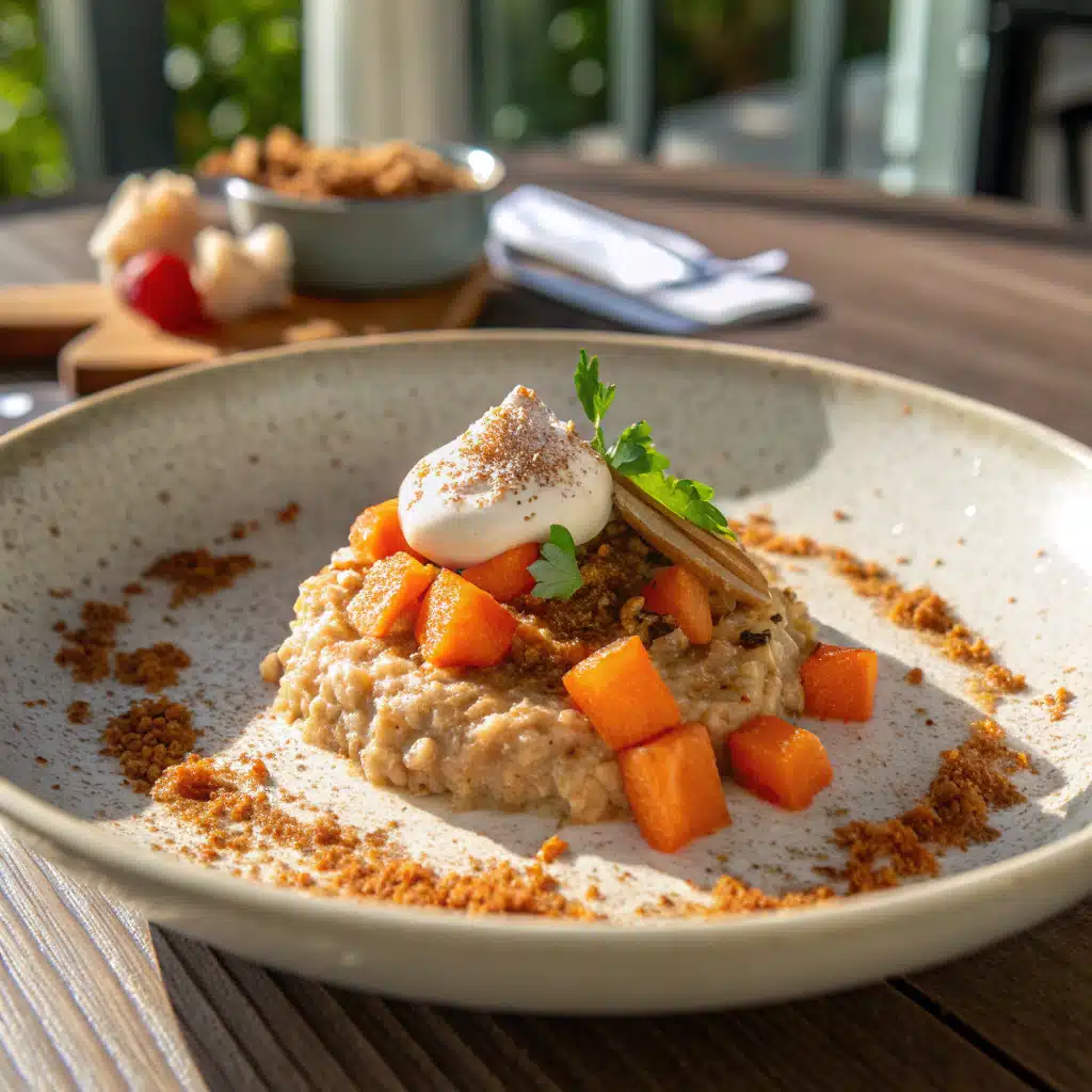 Classic overnight oats served with toppings