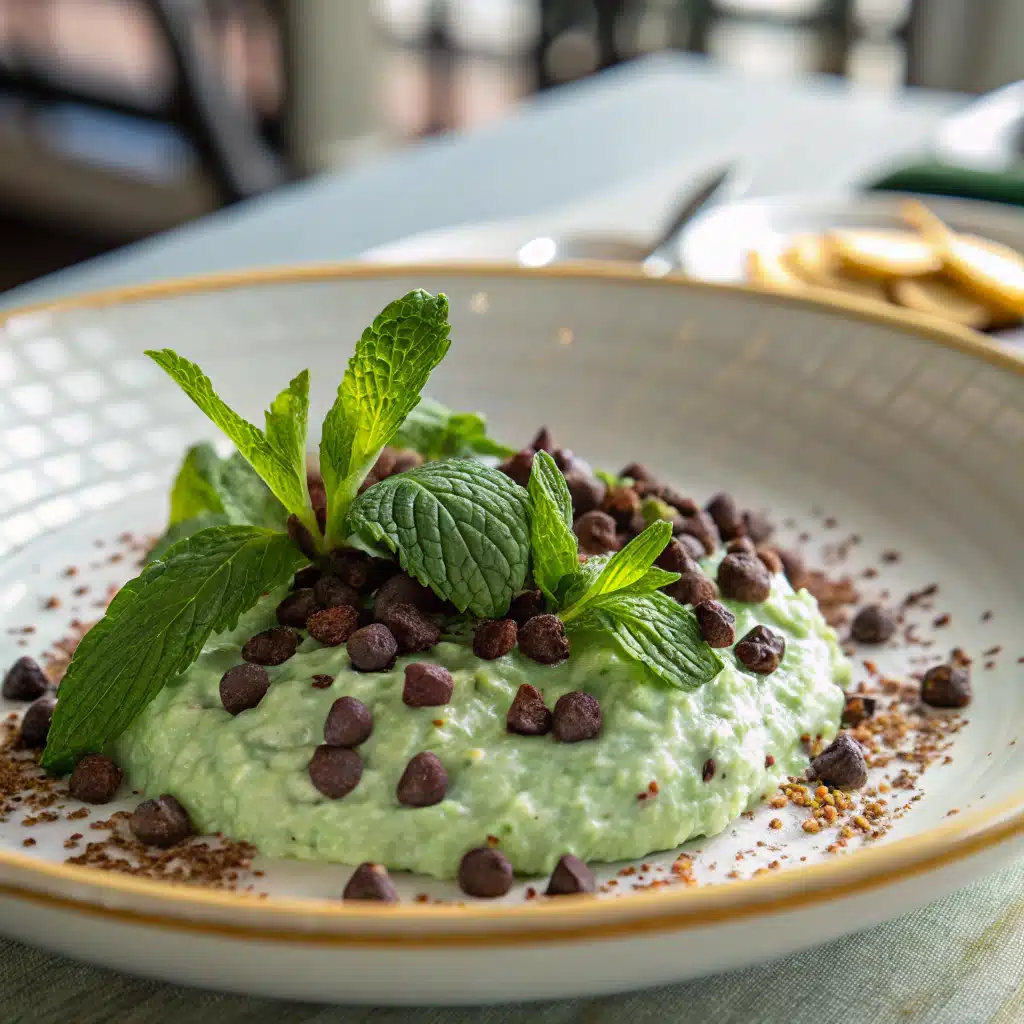 Pouring almond milk and peppermint extract into overnight oats mixture