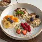 Tropical overnight oats for weight loss served in a jar