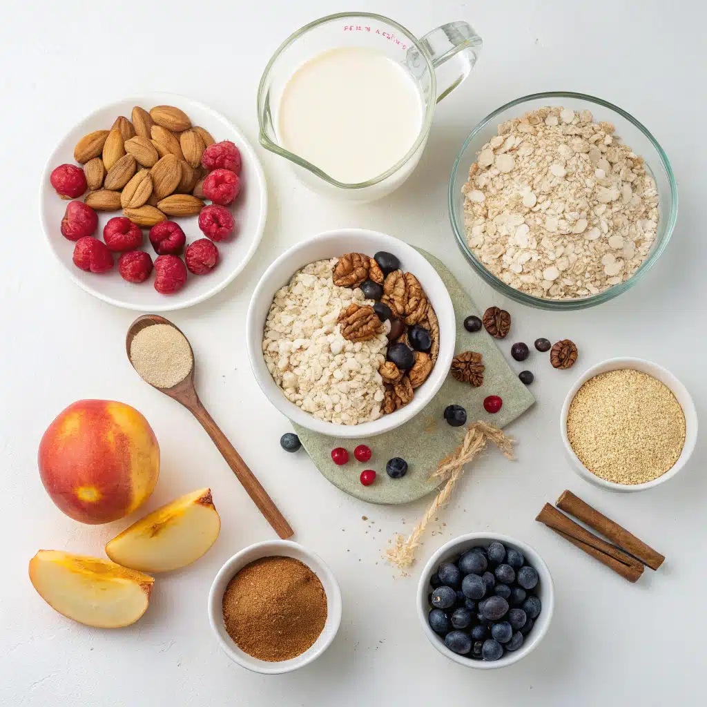 Ingredients for making overnight oats with yogurt