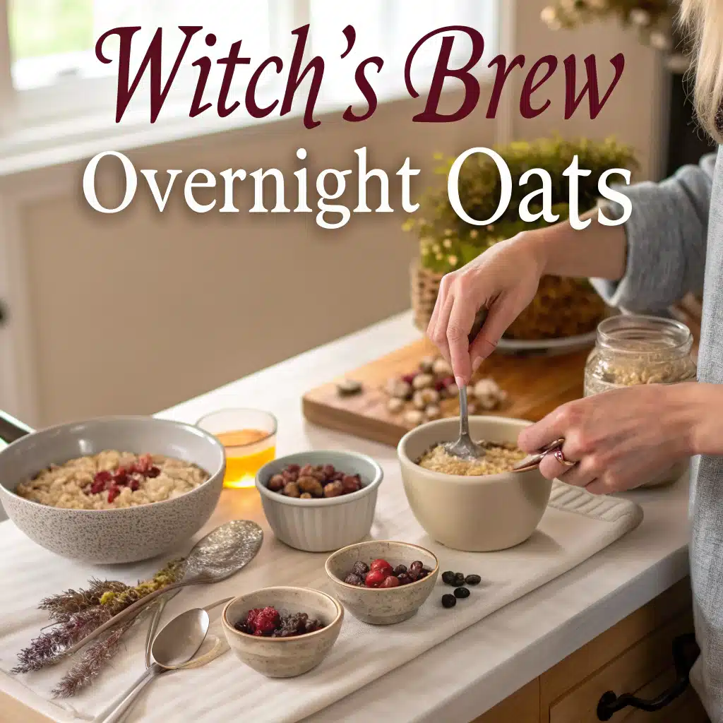 Coloring overnight oats purple, green, and dark for layering