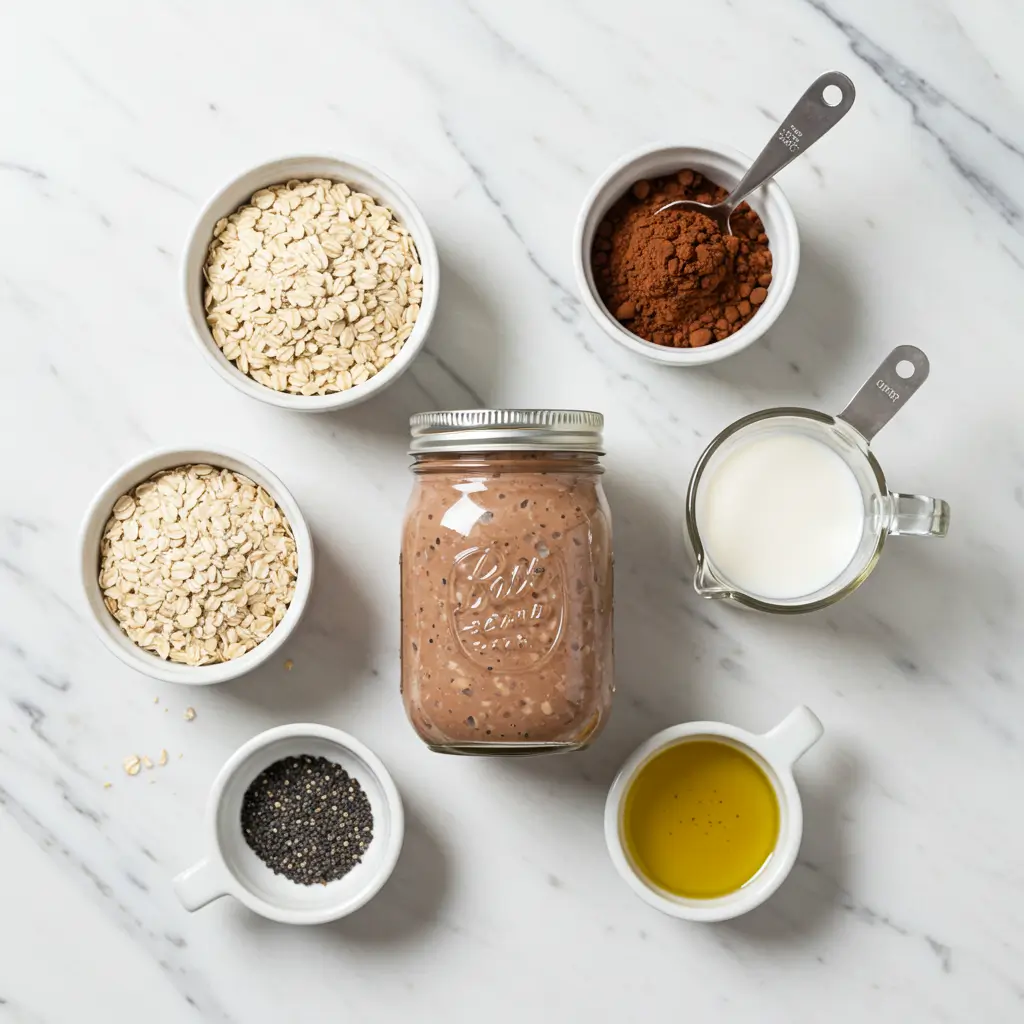 Stirring chocolate oat base for Halloween overnight oats
