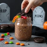 Adding spooky toppings to Halloween overnight oats