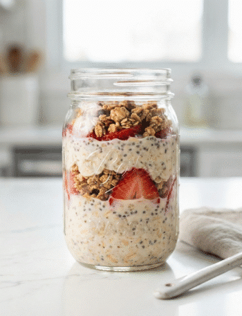 Topped 3‑Ingredient Overnight Oats with berries and granola