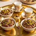 Served keto oats with chocolate and pistachios