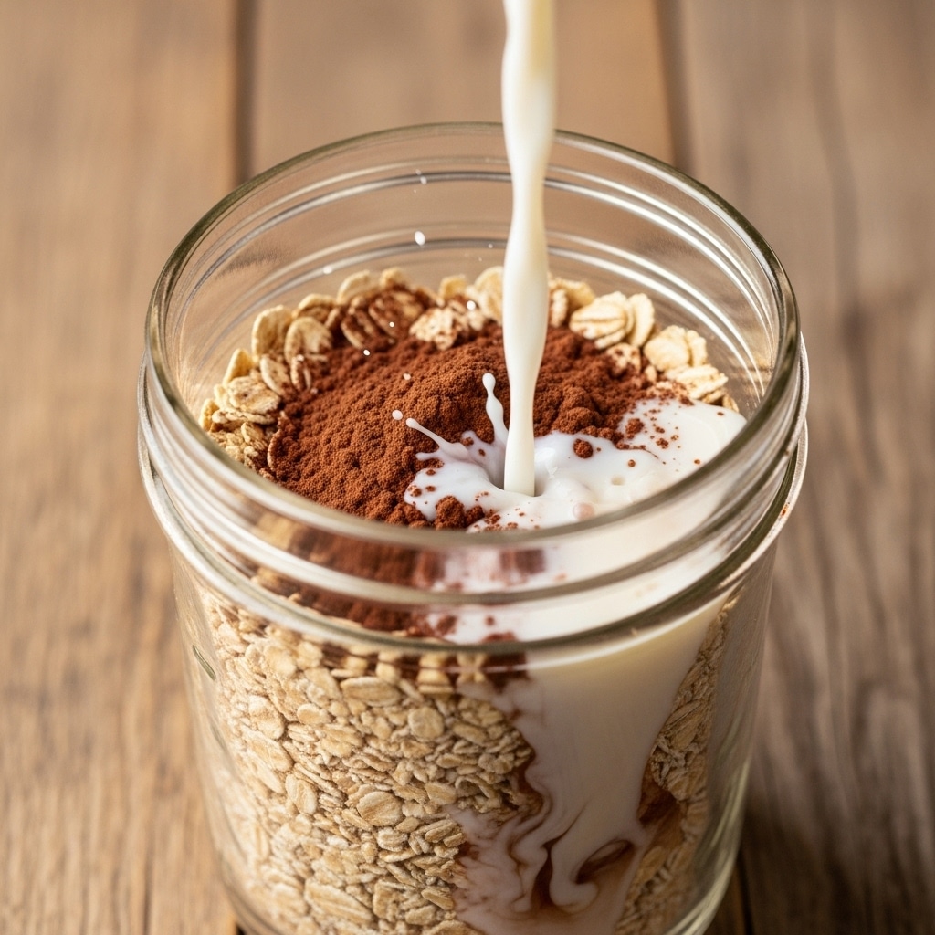 Step one of making Valentine’s Day overnight oats