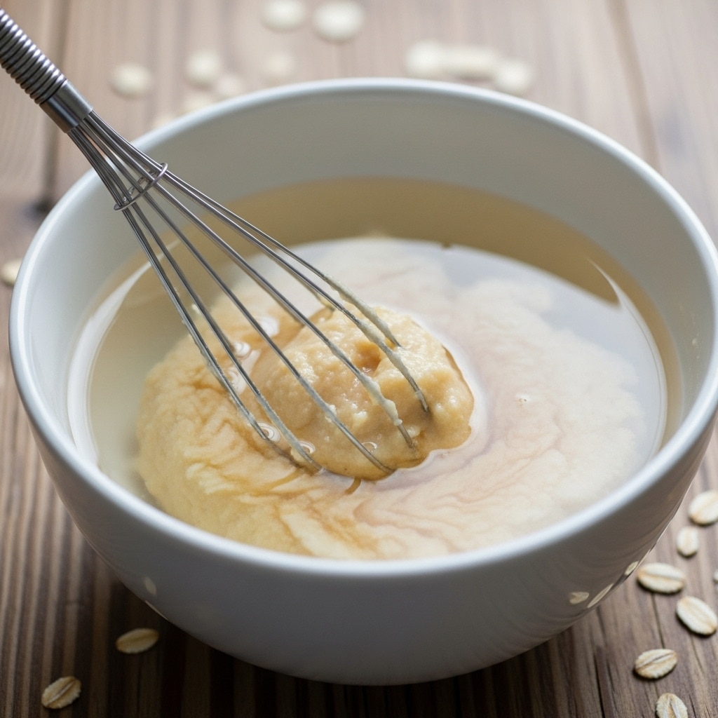 stirring savory miso overnight oats with miso mixture  