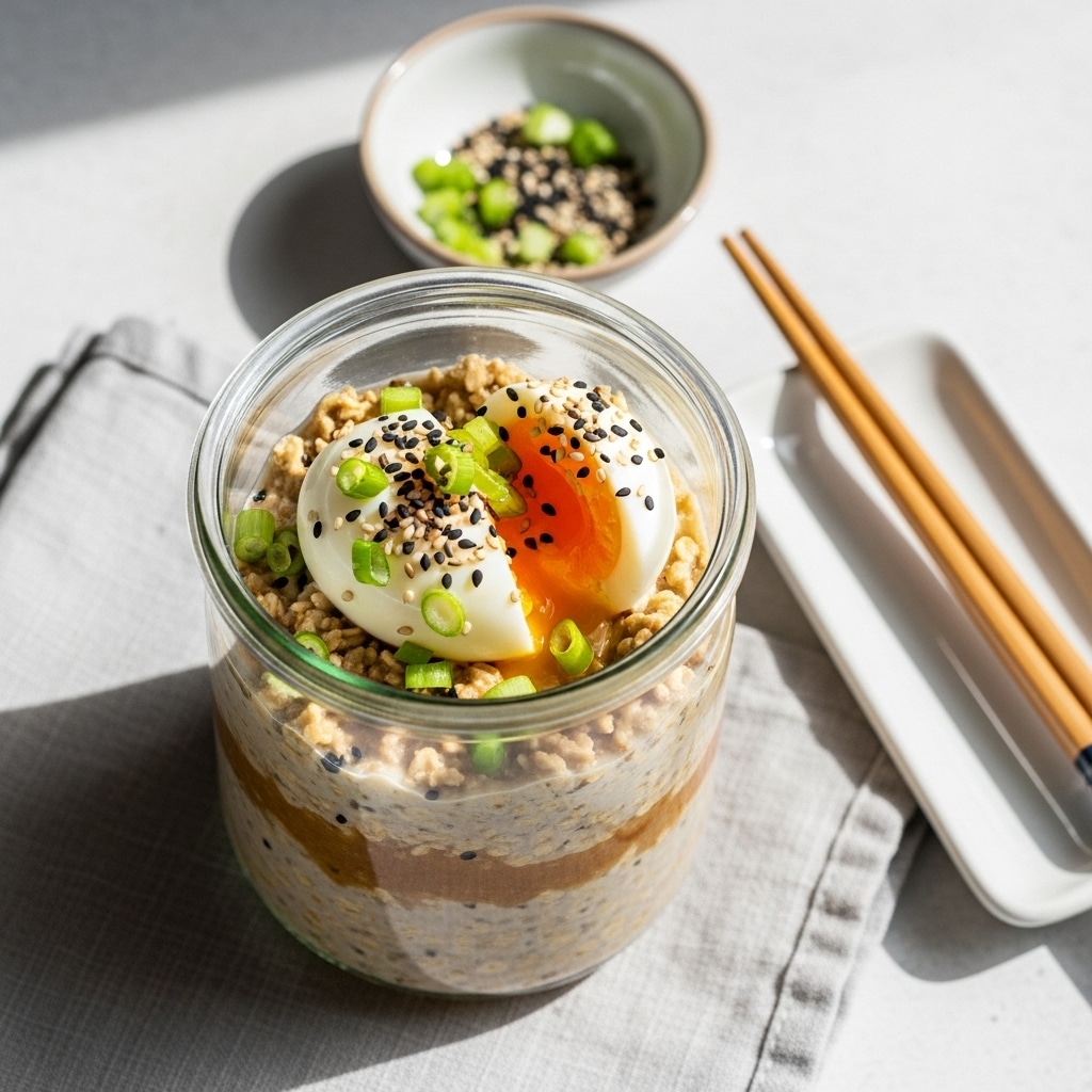 Savory Miso Overnight Oats: Easy High Protein Breakfast Recipe
