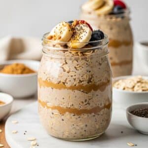 PB2 Overnight Oats Jar with Banana and Chia