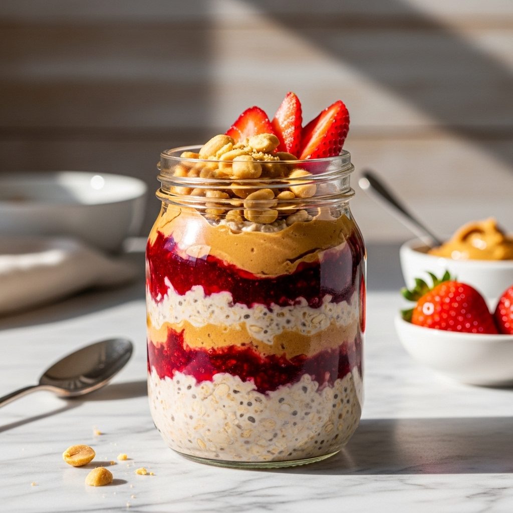 Peanut Butter and Jelly Overnight Oats