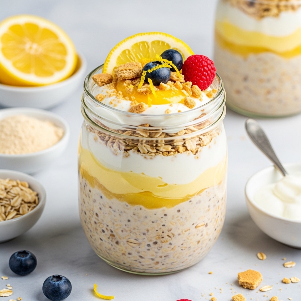 High Protein Lemon Cheesecake Overnight Oats