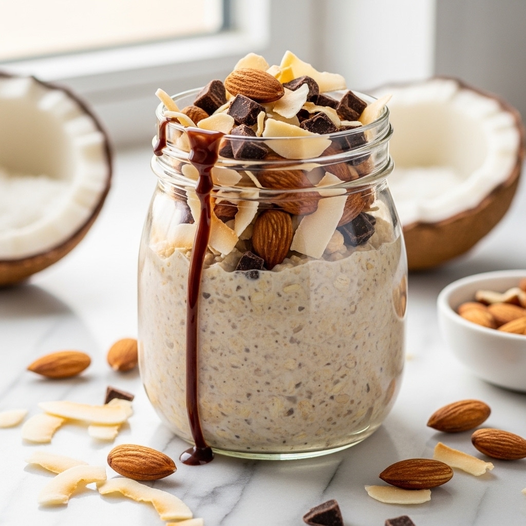 Healthy Almond Joy Overnight Oats