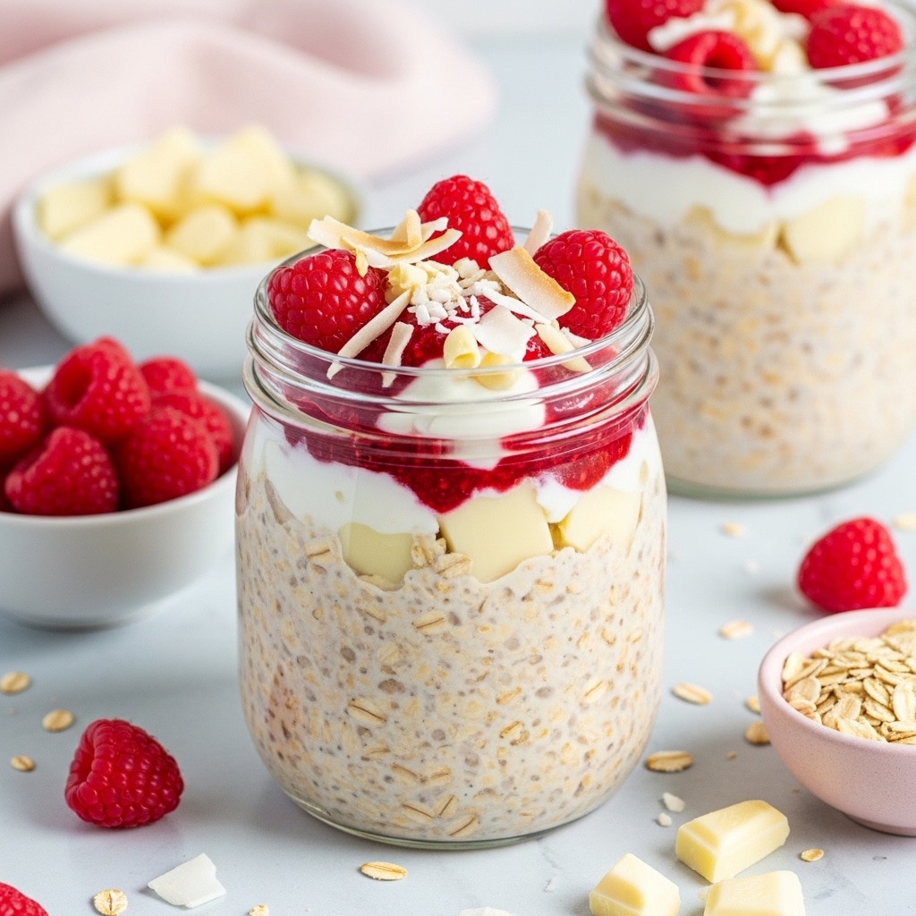 White Chocolate Raspberry Overnight Oats Recipe