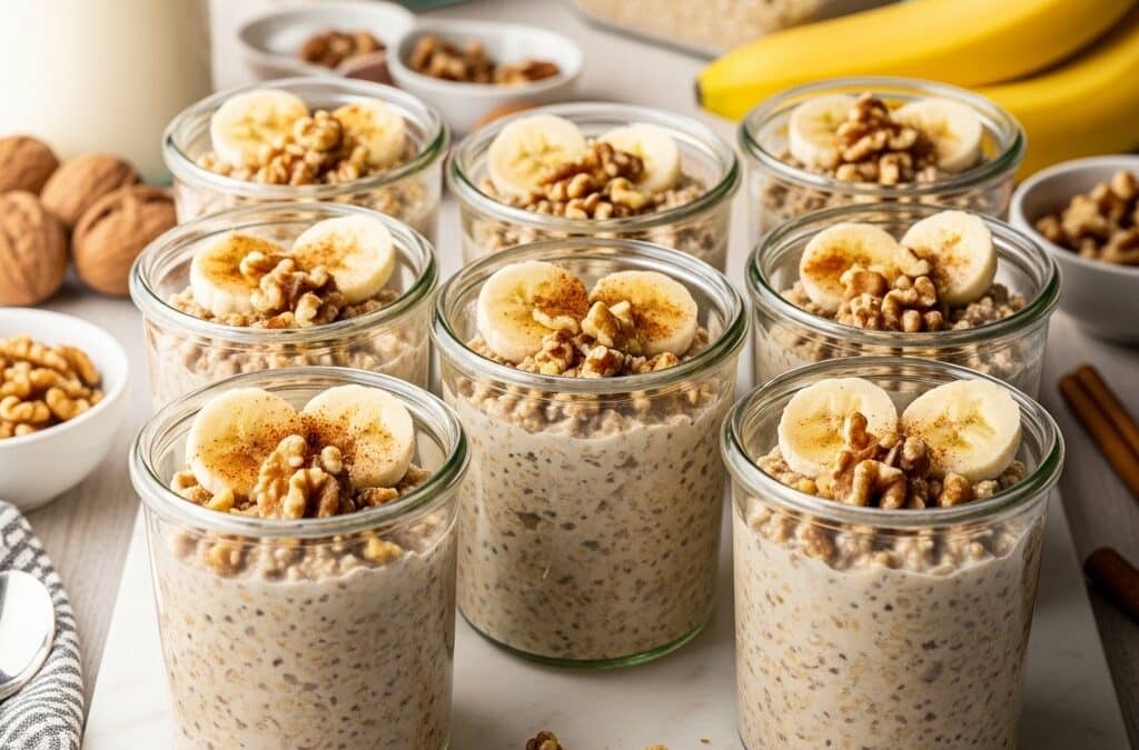 Large Batch Banana Walnut Overnight Oats Recipe