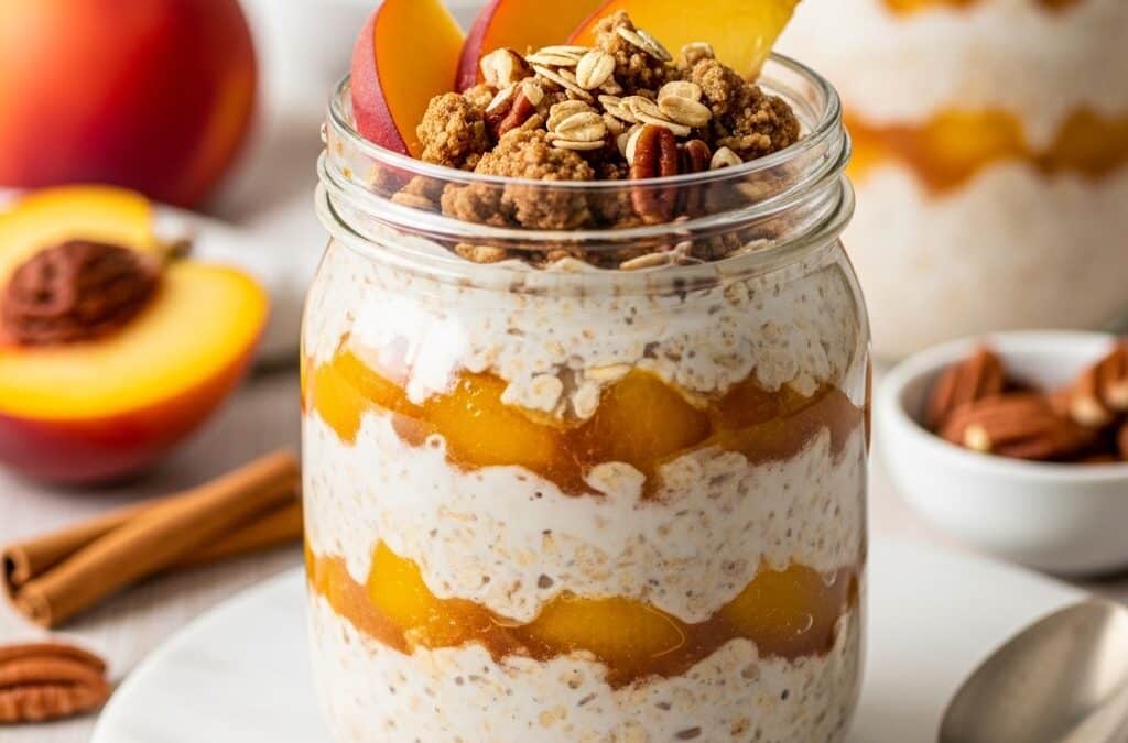 Vegan Peach Crisp Overnight Oats Recipe