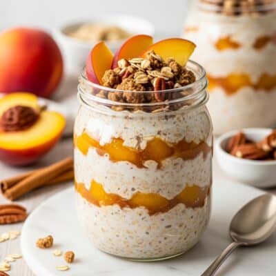 Vegan Peach Crisp Overnight Oats Recipe